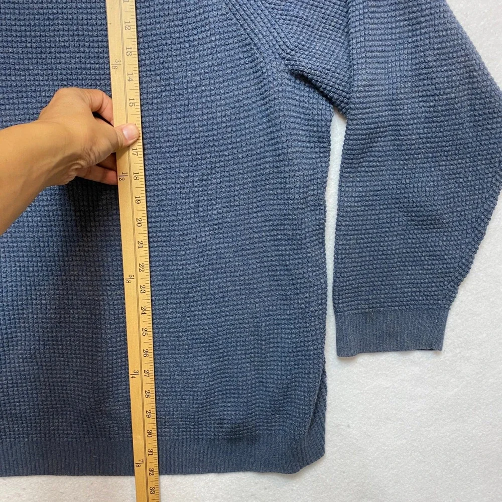 REI Co-op Sweater Mens 3XL Blue Waffle Knit Cotton Raglan Crewneck Pullover